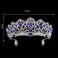 Blue-stone rhinestone pageant crown with silver comb attachments