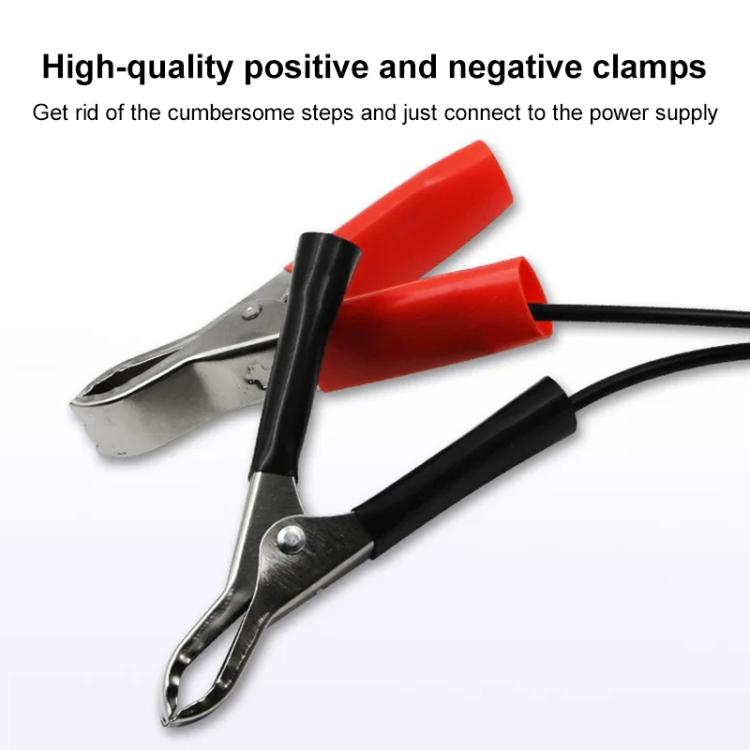 Red and black battery alligator clip clamp leads with insulated cable connections