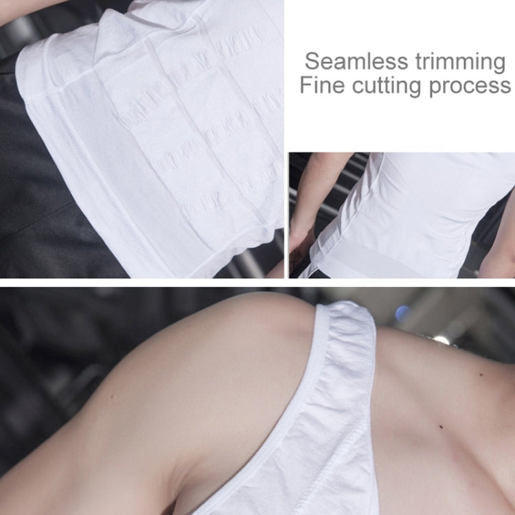 White sleeveless shaper vest with seamless-looking trim and textured compression bands