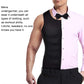 Men's black compression tank vest worn under a shirt, sleeveless shaping panel design