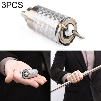 Metal elastic magic prop stick with silver holographic cylinder and retractable rod