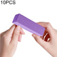 Purple nail sanding/buffing block foam rectangle, held for manicure
