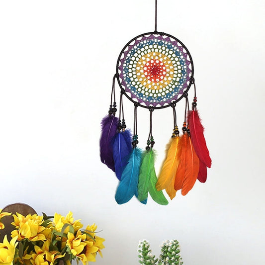 Creative Hand-Woven Crafts Colorful Dream Catcher Home Car Wall Hanging Decoration, 20cm, 5cm