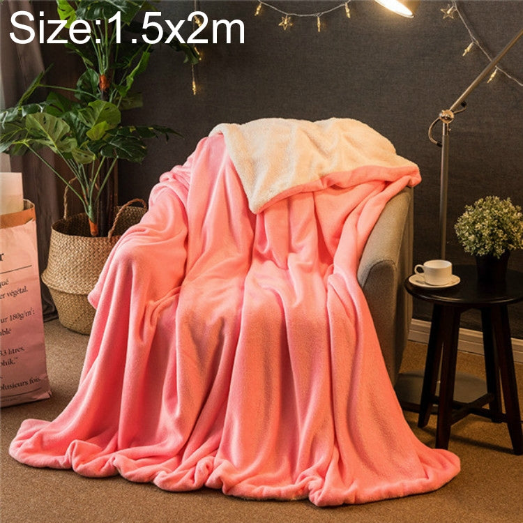 Coral pink thick fleece sofa blanket, 1.5x2m, soft sherpa pile