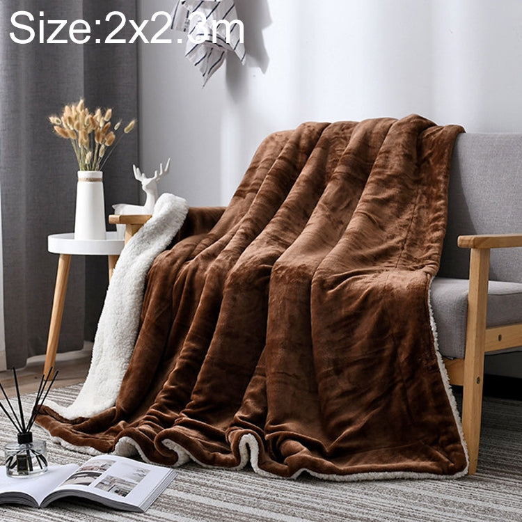 Coffee brown thick fleece sofa blanket, 2x2.3m, soft sherpa pile