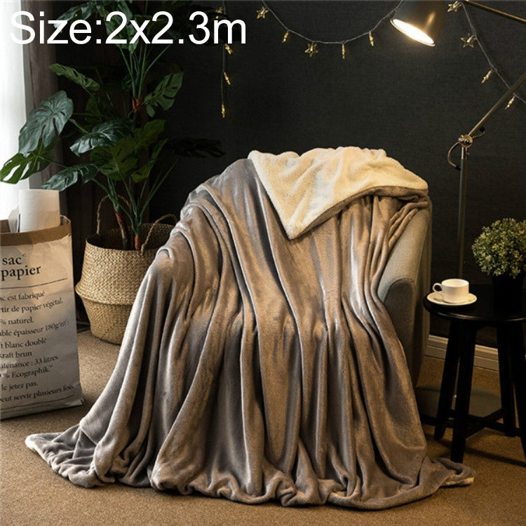 Silver gray thick fleece sofa blanket, 2x2.3m, soft sherpa pile