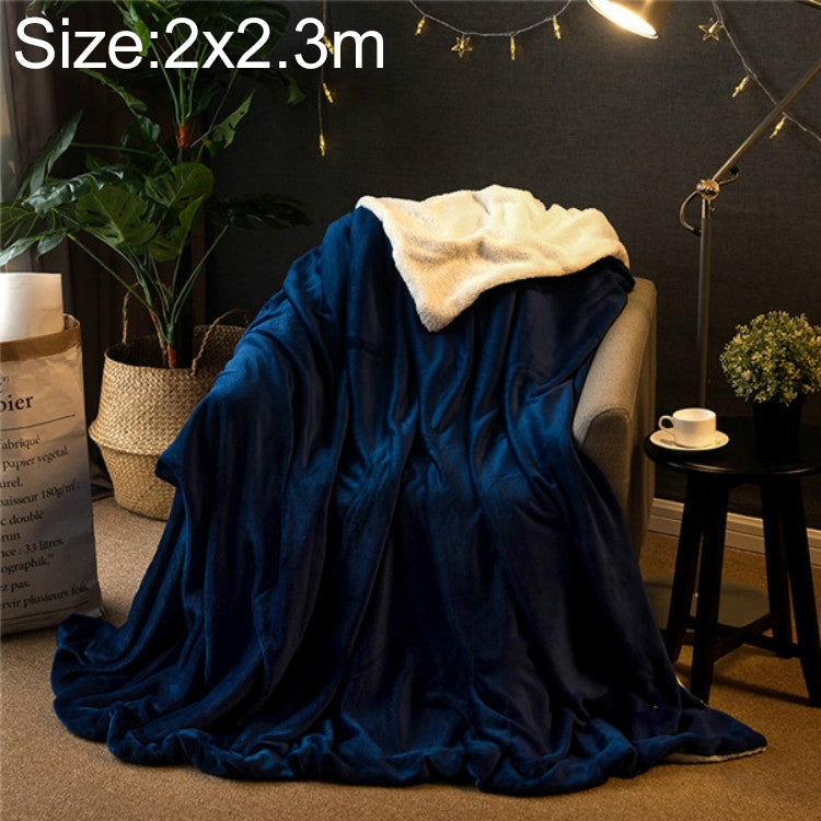Navy blue thick fleece sofa blanket, 2x2.3m, soft sherpa pile
