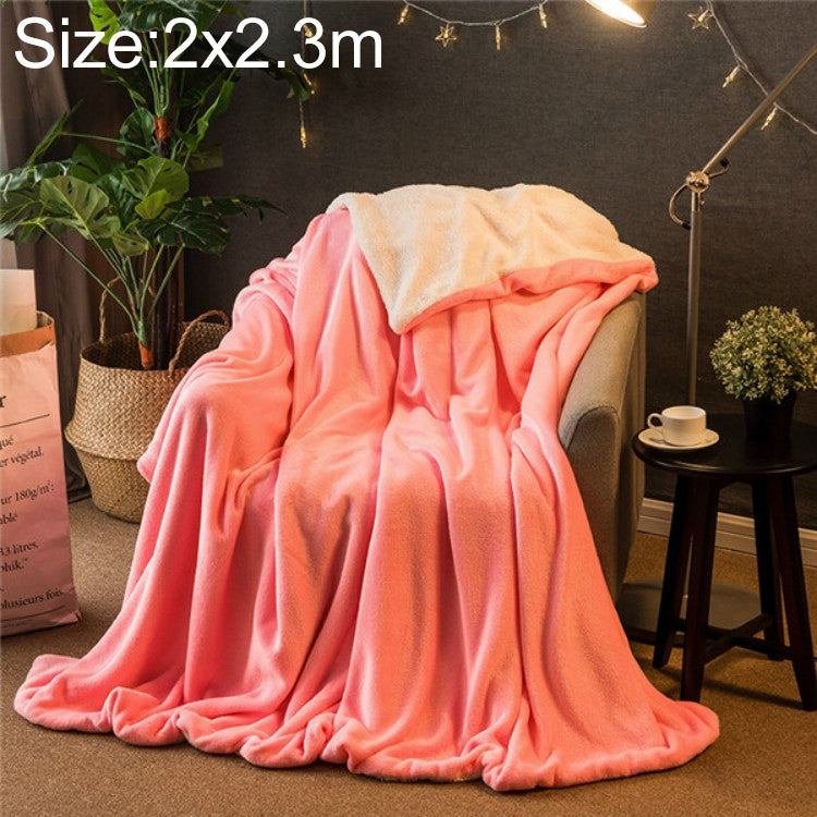 Coral pink thick fleece sofa blanket, 2x2.3m, soft sherpa pile