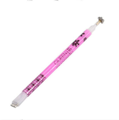 Pink magnetic cat-eye gel pen with flower-pattern barrel and metal tip ends