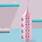 Portable 4-compartment baby milk powder storage box with stackable lids, pink