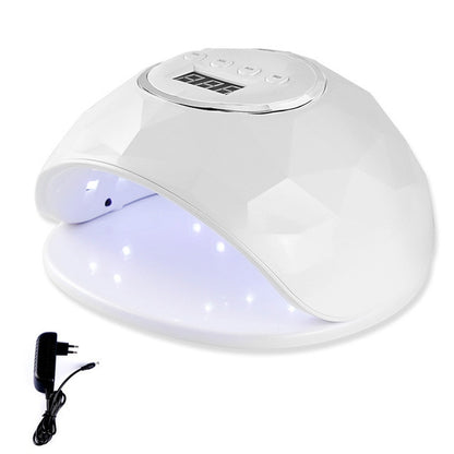 White UV LED nail dryer lamp with dual-hand curing chamber and sensor