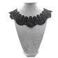 Black lace fake collar with scalloped edge and dense floral openwork embroidery
