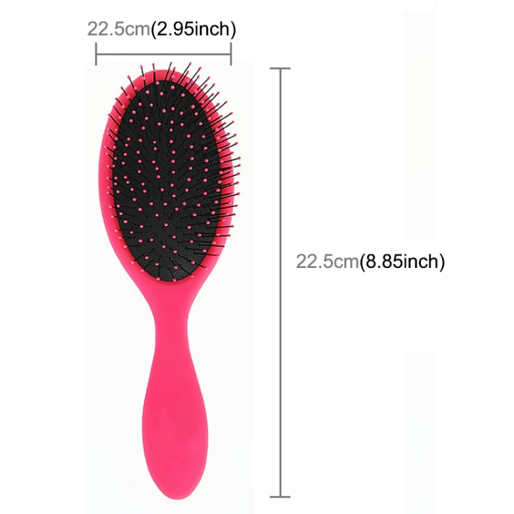 Pink hair brush with oval black bristle pad and ergonomic handle