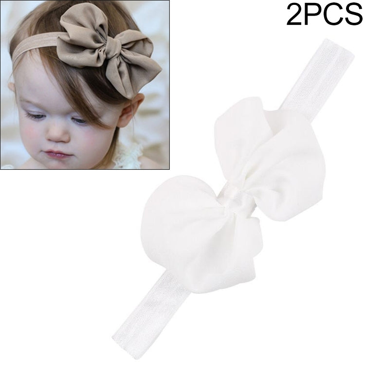 Baby headband set with chiffon bow, white ribbon bow on elastic headband