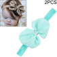 Baby headband set with chiffon bow, aqua teal ribbon bow on elastic headband