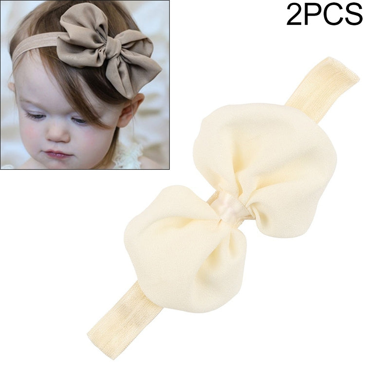 Baby headband set with chiffon bow, cream ribbon bow on elastic headband