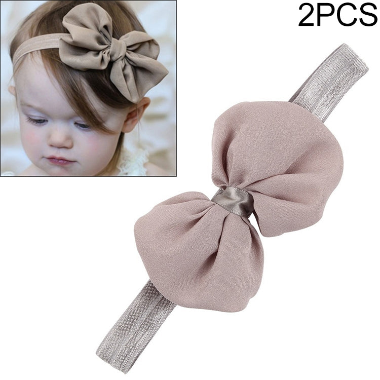 Baby headband set with chiffon bow, taupe rose ribbon bow on elastic headband