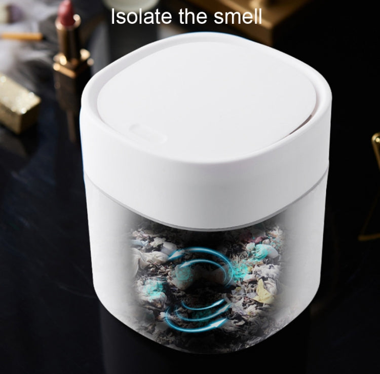 Household Mini Desktop Trash Can Covered Debris Storage Cleaning Cylinder Box, Push-type, Flip Lip