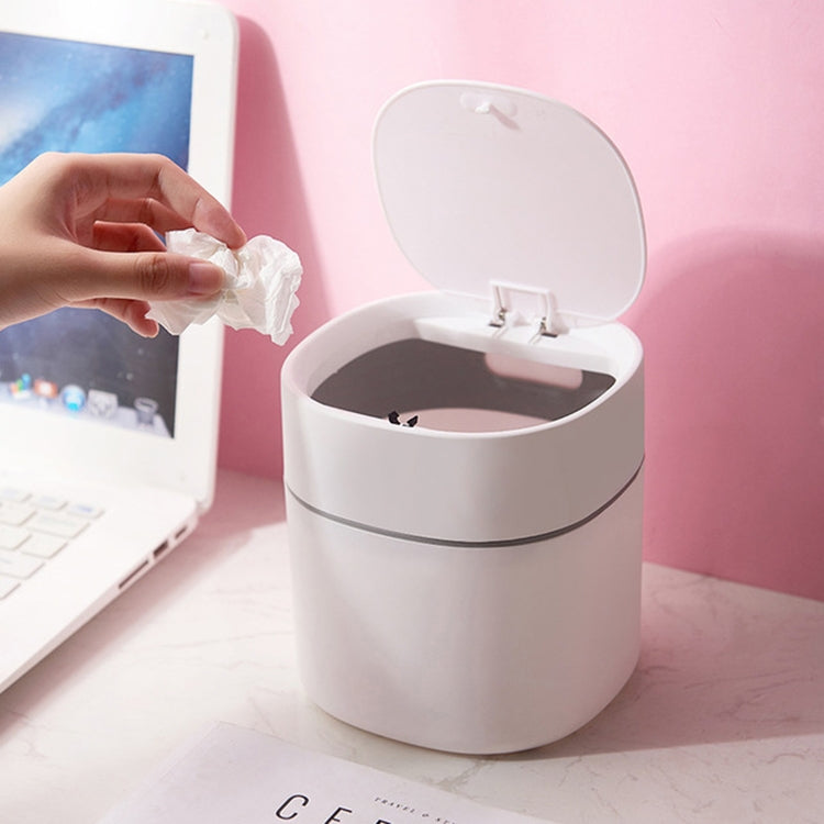 Household Mini Desktop Trash Can Covered Debris Storage Cleaning Cylinder Box, Push-type, Flip Lip