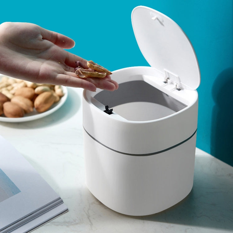Household Mini Desktop Trash Can Covered Debris Storage Cleaning Cylinder Box, Push-type, Flip Lip