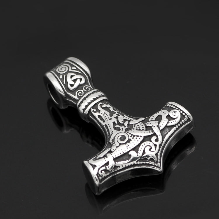 Engraved metal Viking hammer pendant charm with filigree and knot details