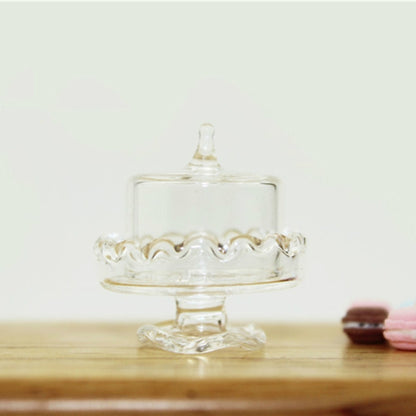 Mini clear candy jar with ornate lid and pedestal