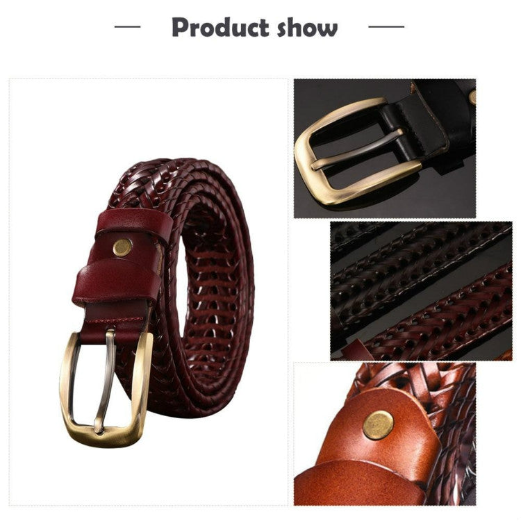 Leather belt product collage showing maroon strap, gold buckle, and braided details