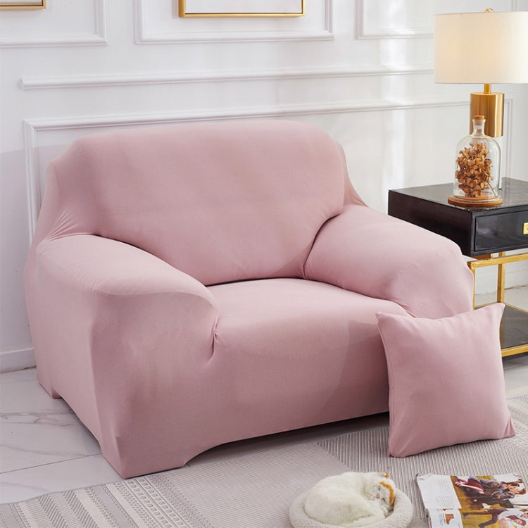 Light pink single-seat sofa cover with matching pillow case, all-inclusive universal fit