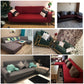 Sofa cover set styling on multiple sofas with matching pillows in various colors