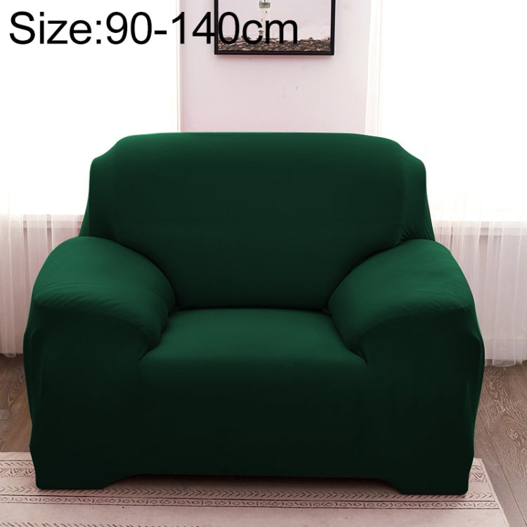 Universal single-seater sofa full cover set in dark green, with pillow case