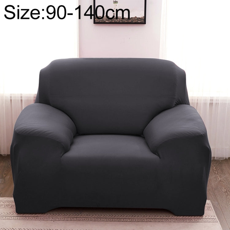 Universal single-seater sofa full cover set in dark gray/charcoal, with pillow case