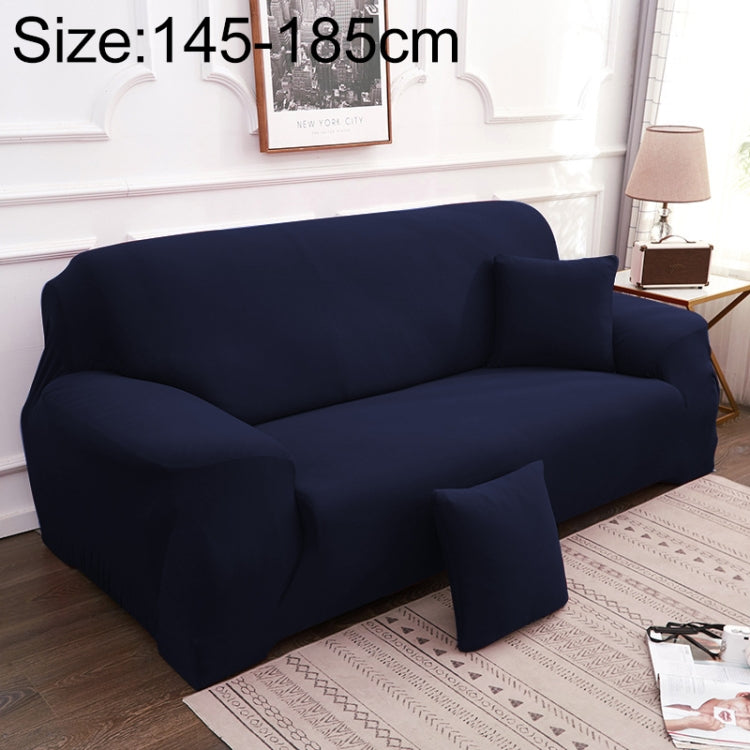 Universal two-seater sofa full cover set in dark blue, with pillow case