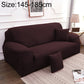 Universal two-seater sofa full cover set in dark brown, with pillow case