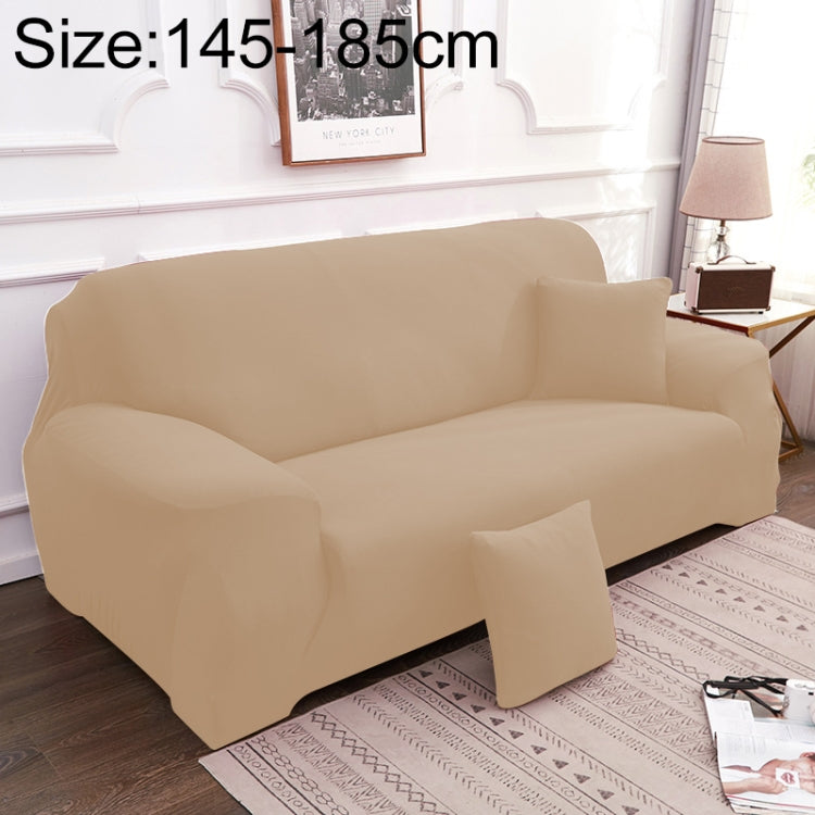 Universal two-seater sofa full cover set in light beige, with pillow case