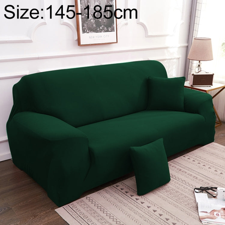 Two-seater dark green sofa cover set with matching pillow case