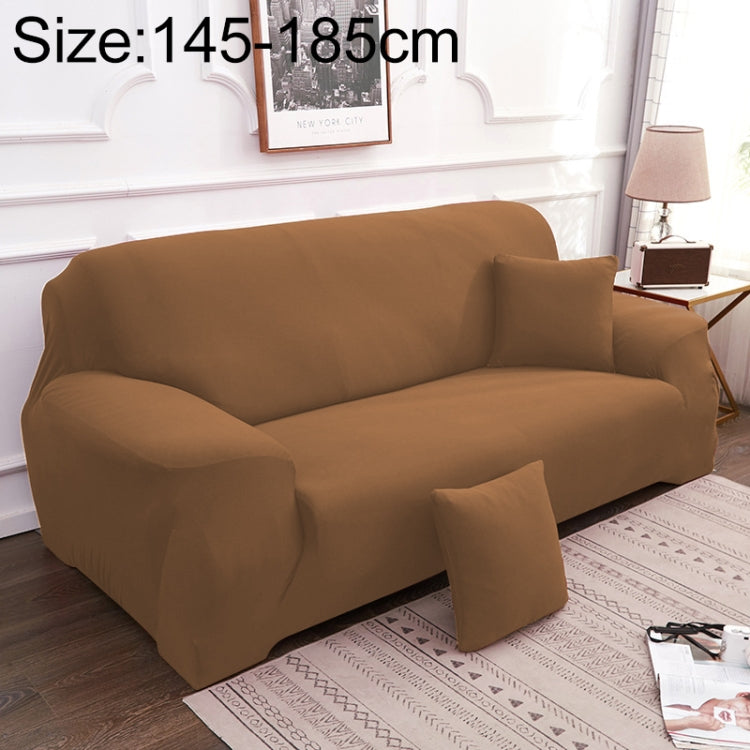 Two-seater brown sofa cover set with matching pillow case
