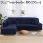 Three-seater navy blue sofa cover set with matching pillow case