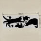 Cat wall sticker sheet showing black cat silhouettes and small flying butterflies