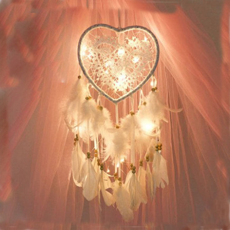 Creative Hand-Woven Crafts Dream Catcher Home Car Wall Hanging Decoration, With Light, Without Light
