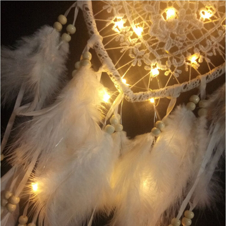 Creative Hand-Woven Crafts Dream Catcher Home Car Wall Hanging Decoration, With Light, Without Light
