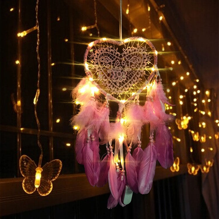 Creative Hand-Woven Crafts Dream Catcher Home Car Wall Hanging Decoration, With Light, Without Light