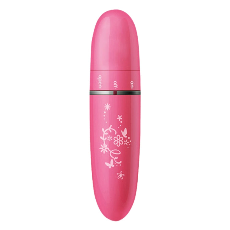 Pink mini electric eye massager with floral pattern and three setting icons on top panel