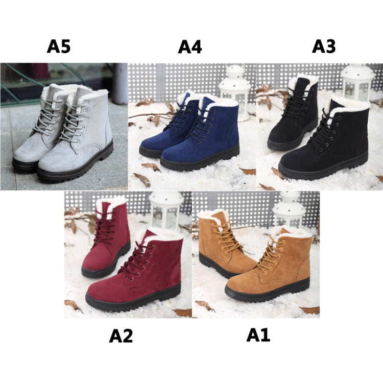 Assorted lace-up snow boot styles in multiple colors (A1–A5)