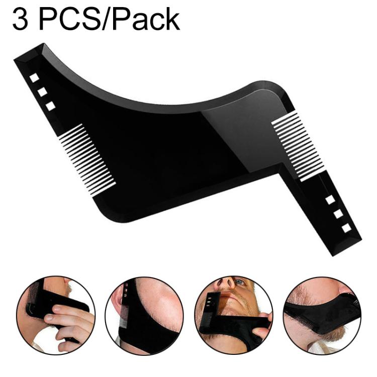 Black double-sided beard comb molding template tool, 3-piece pack
