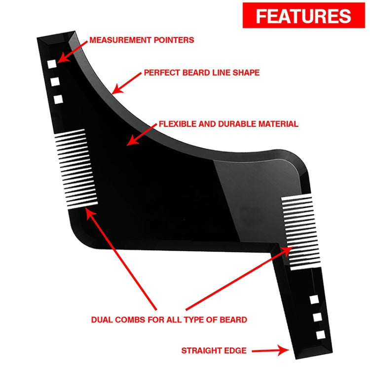 Black beard line shaping template with dual combs and straight edge