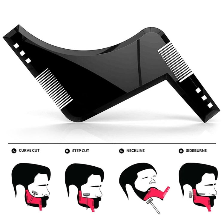 Black double-sided beard comb molding template tool, curved cut guide