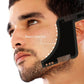 Black beard curve cut molding template comb placed along facial hair