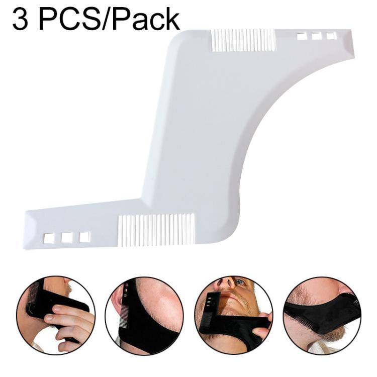 White double-sided beard comb molding template tool, 3-piece pack