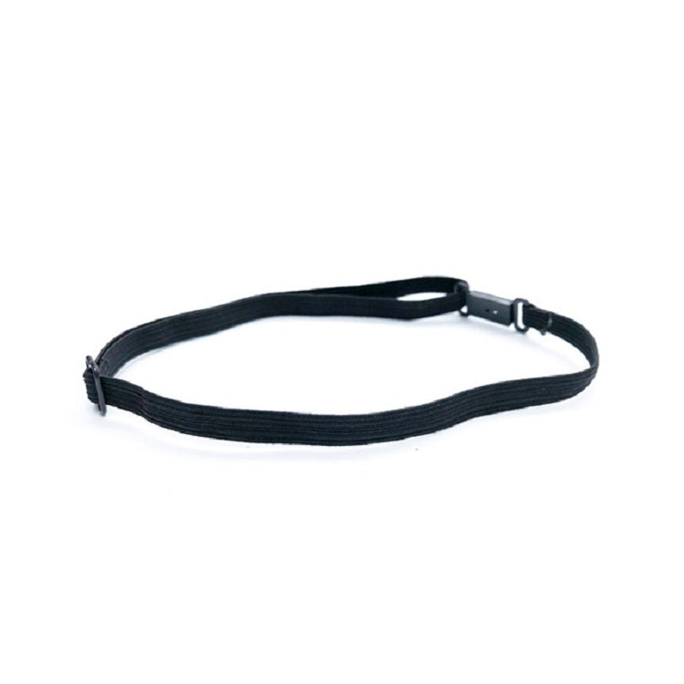 Dark bow tie adjustment strap with metal buckle and loop, adjustable fit