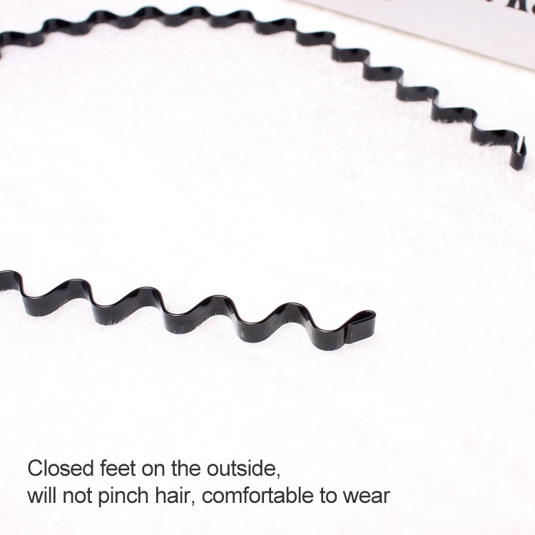 Black wavy zigzag hair headband pair with closed ends, flexible for comfort